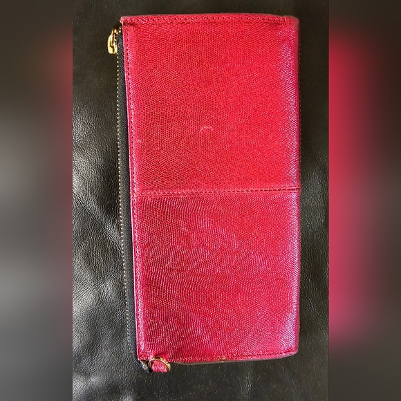 Lodis Metallic Hot Pink Leather Clutch Wallet Minor Callouts See Pics - Picture 3 of 16